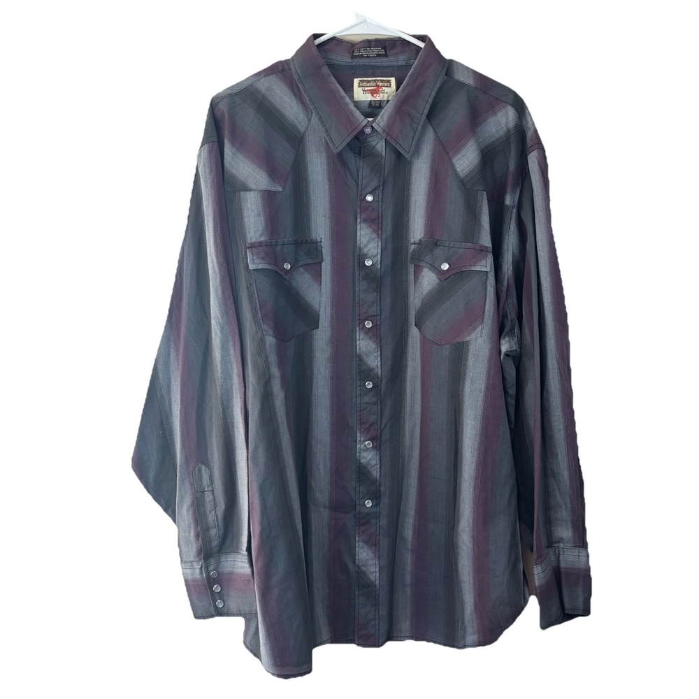 VTG Authentic Western Youngbloods Shirt Mens Big Man 3X Striped Pearl Snap